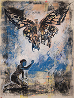 Landender Schmetterling  